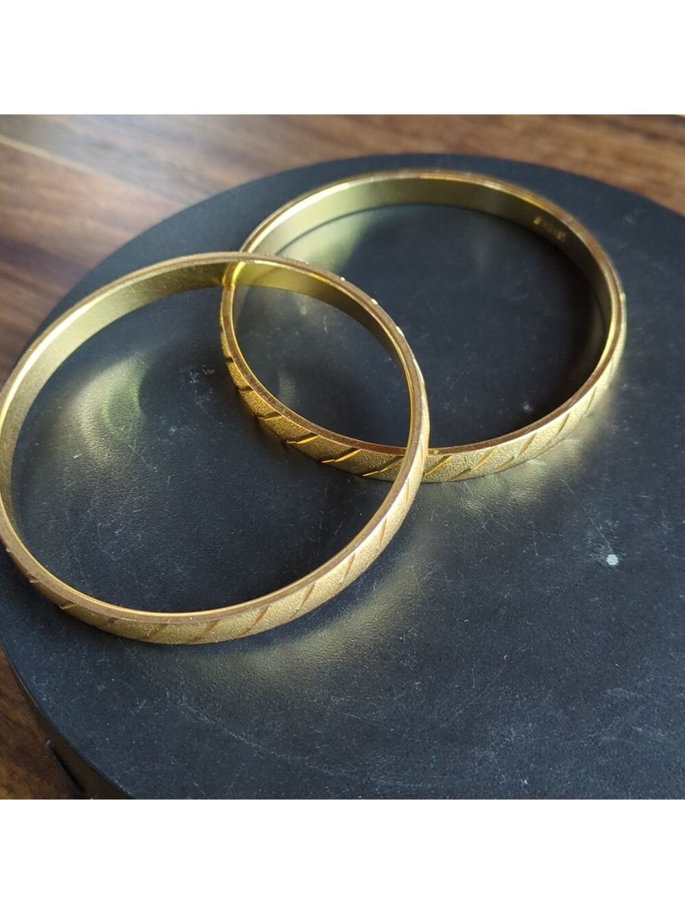Monet Vintage Gold Tone Bangles Pair. 8"